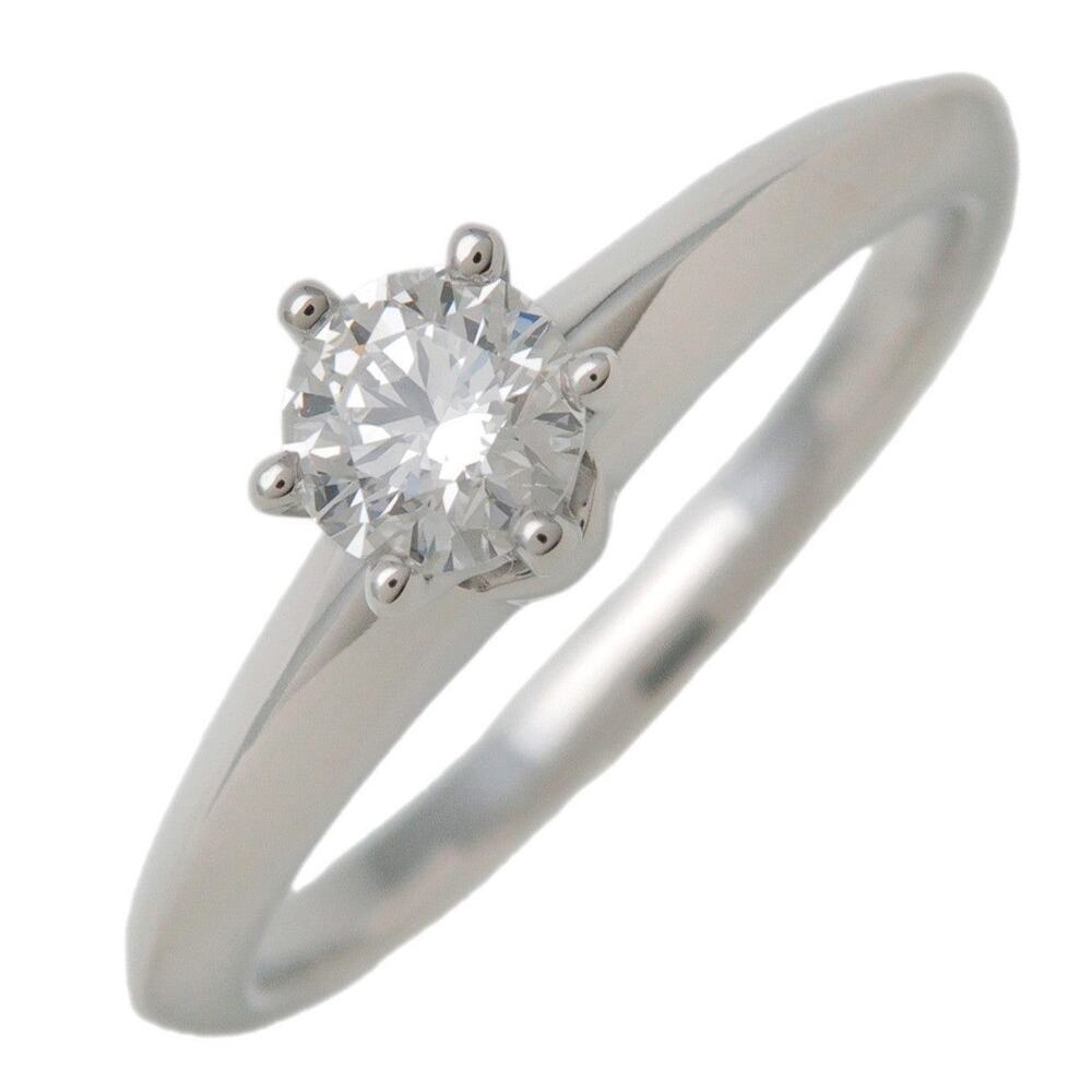 Tiffany & Co Solitaire Diamond Platinum Ring Silver